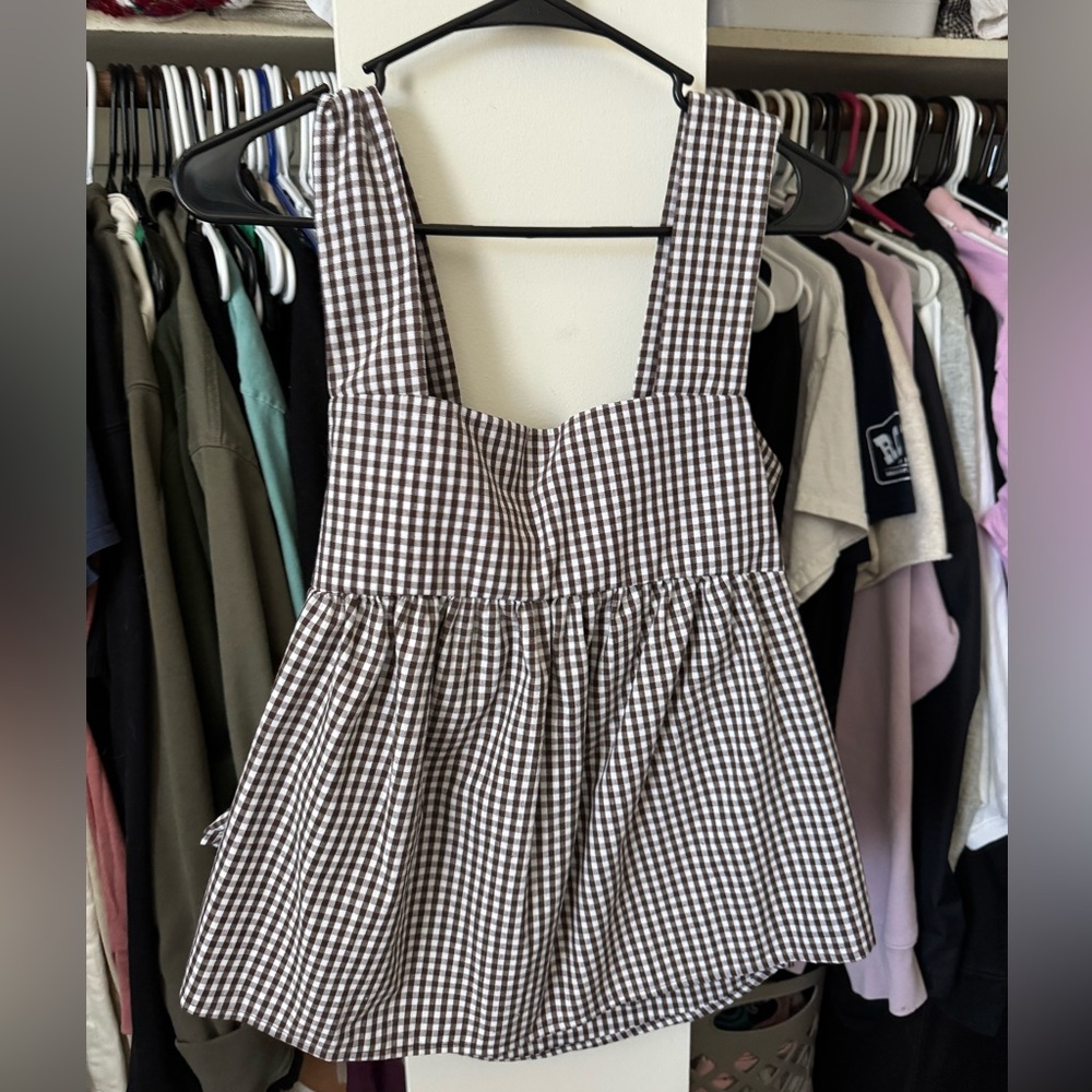Tie back gingham shirt